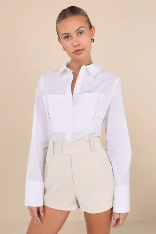 Classic Moment Beige Twill High-Rise Shorts sold by Lulus
