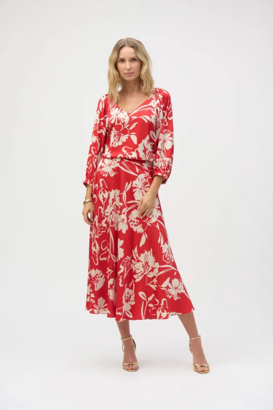 Satin Floral Print A-Line Skirt sold by French Cuff