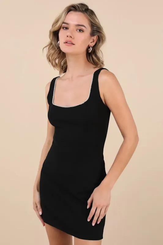 Brilliant Always Black Rhinestone Backless Mini Dress sold by Lulus