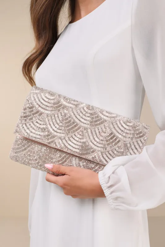 Gehlilah Clear and Blush Beaded Clutch sold by Lulus
