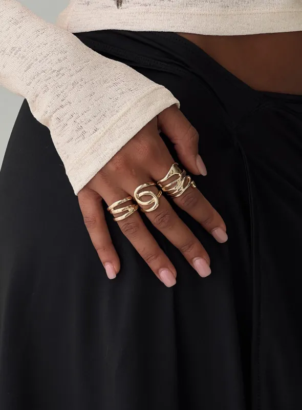 Maddalyn Ring Pack Gold sold by Princess Polly