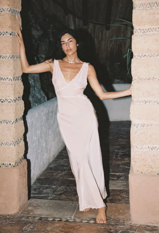 Scorpius Peach Embroidered Silk Dress sold by Ciao Lucia