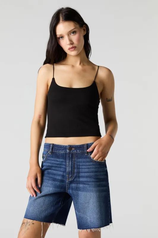 Dark Wash Frayed Jort sold by Urban Planet