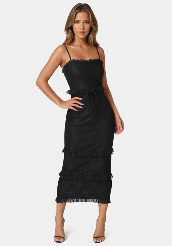 Lace Maxi With Ruffle Dress sold by Bebe