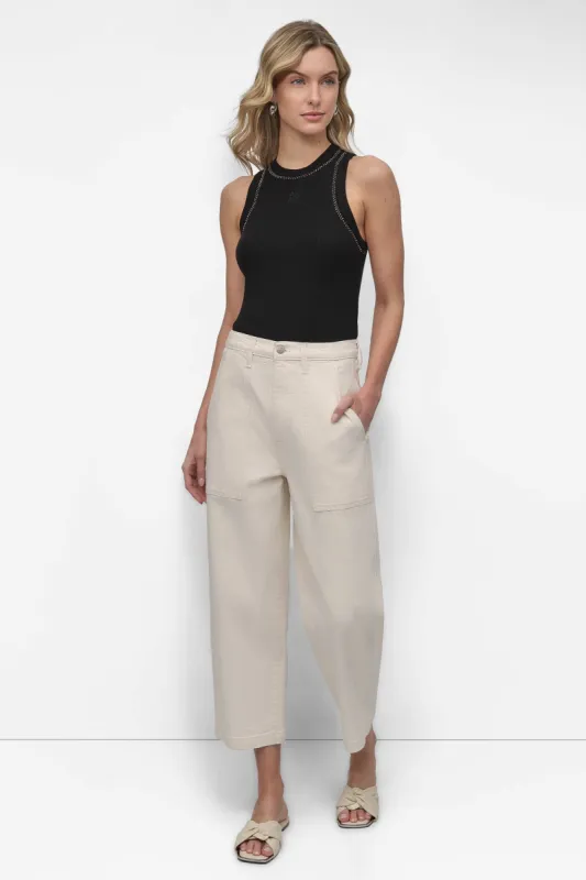 GARMENT DYED HIGH Rise Length UTILITY BARREL LEG sold by DKNY