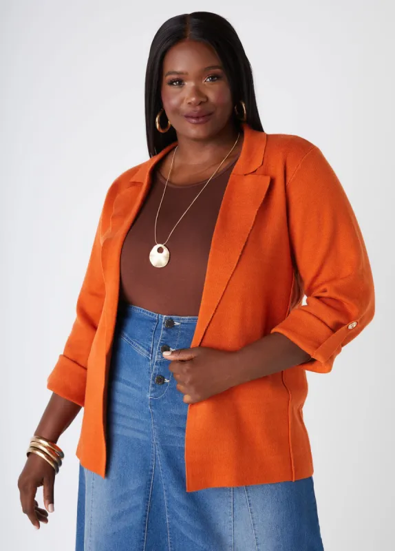 Seam Detailed Knit Blazer sold by Ashley Stewart