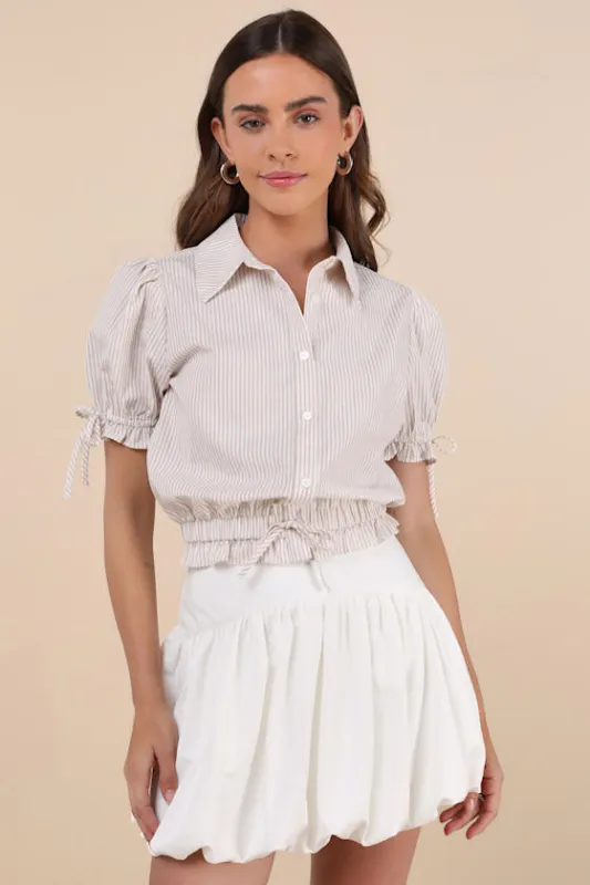 Cutely Defined White Bubble-Hem Mini Skort sold by Lulus