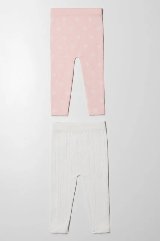 2 Pack Cable Leggings Pink And White sold by Ackermas