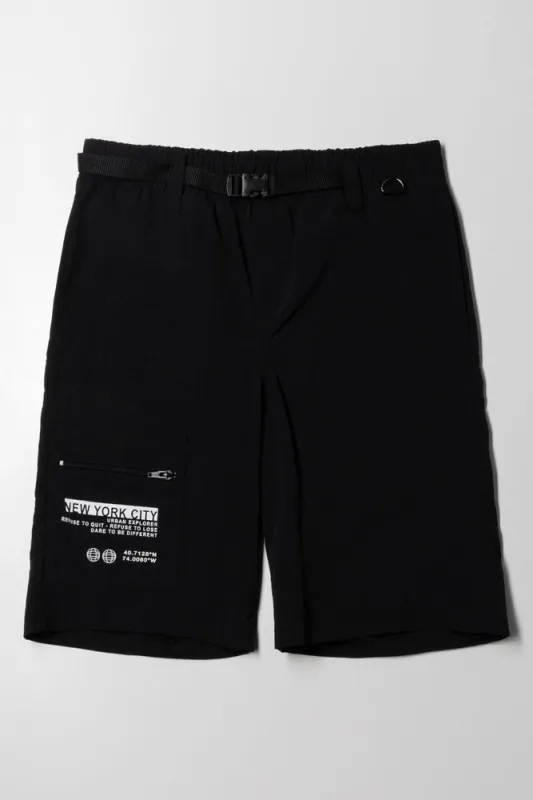 Cargo Belted Short Black sold by Ackermas