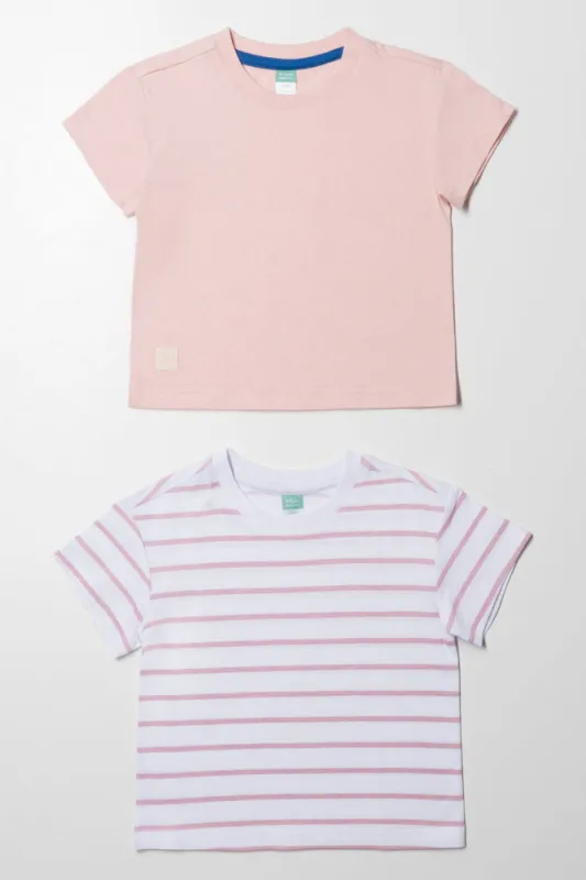 2 Pack Stripe T-Shirts Pink sold by Ackermas