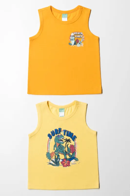 2 Pack Surf Sleeveless T-Shirts Yellow sold by Ackermas