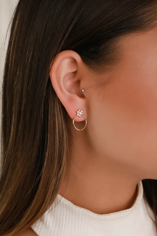 Perfection and Beauty Gold Rhinestone Hoop Earrings sold by Lulus