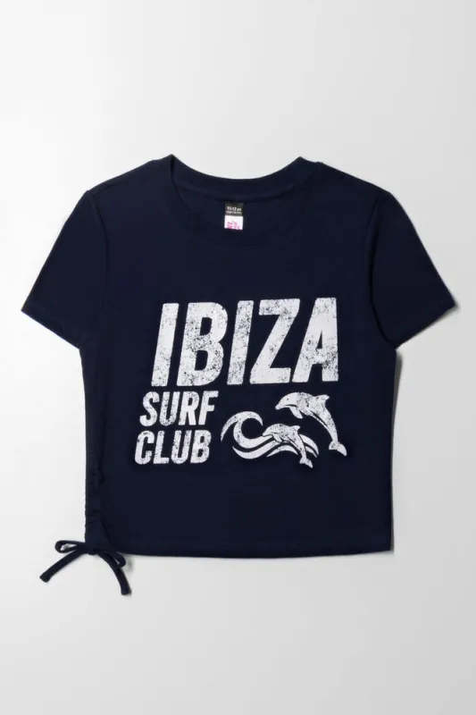 Side Tie T-Shirt Navy sold by Ackermas