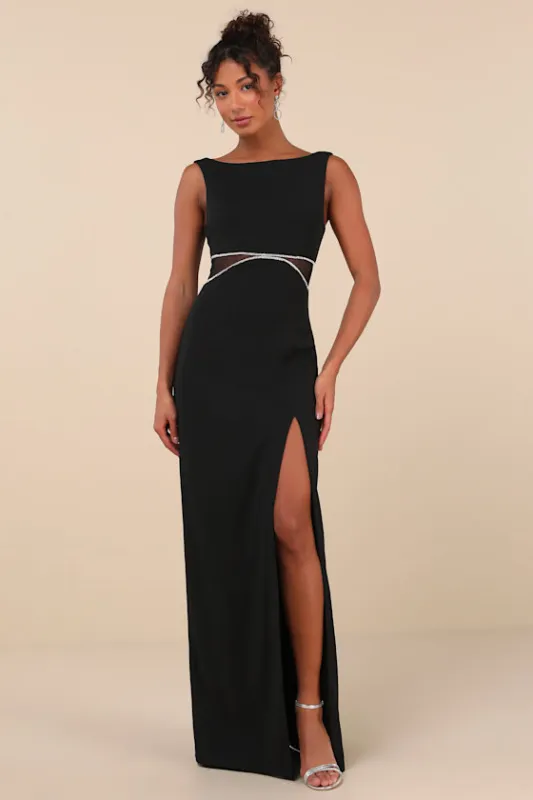 Glamorous Invite Black Rhinestone Maxi Dress sold by Lulus