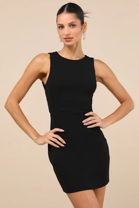 Confident Cutie Black Tie-Back Sleeveless Mini Dress sold by Lulus