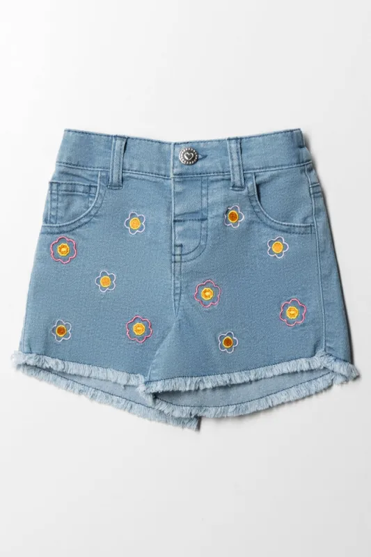 Pink Flower Denim Short & Matching Top Blue sold by Ackermas