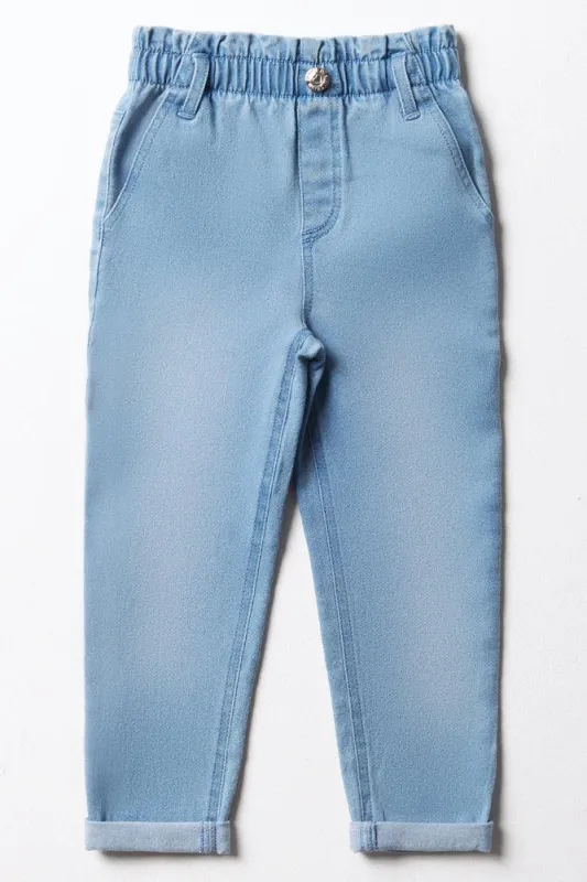 Mini Mom Paperbag Denim Jeans Light Blue sold by Ackermas