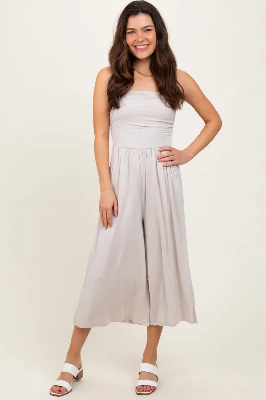 Beige Double Layered Strapless Tube Top Jumpsuit sold by Pinkblush