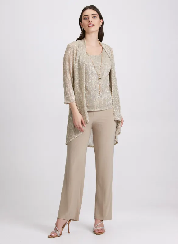 Sequined Jacket, Top & Pants Set sold by Laura