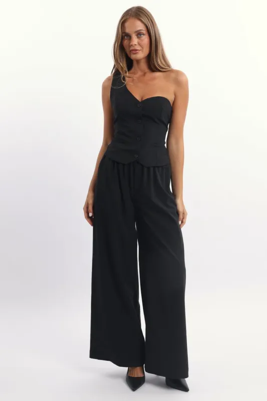 Black Wide Leg Pants Elasticated Waist sold by Ally Fashion