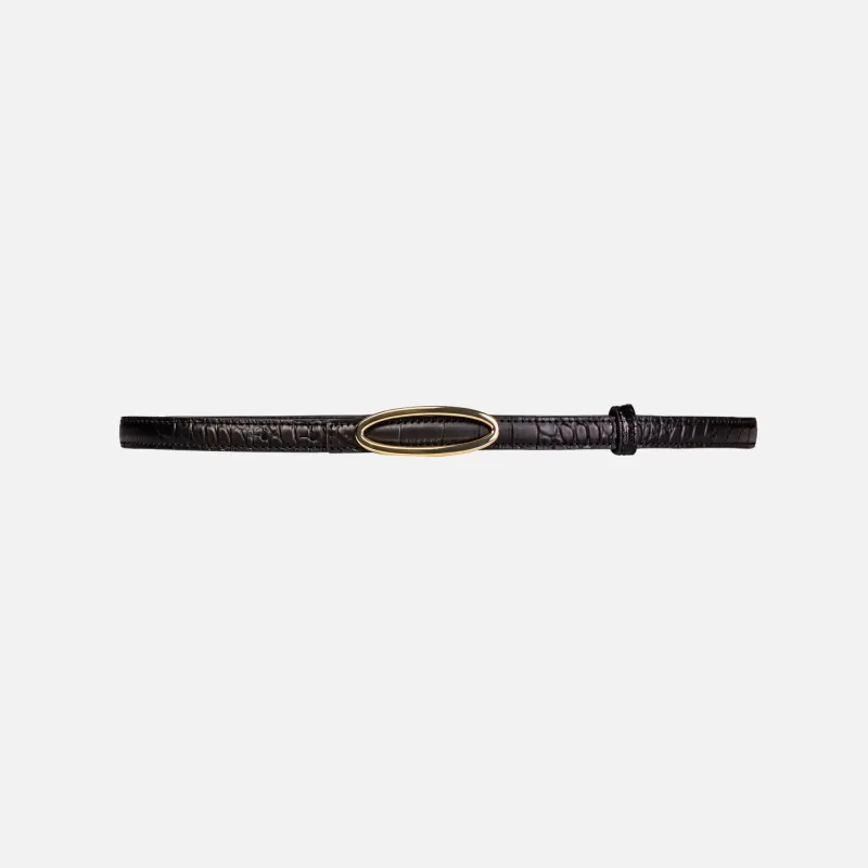 Black Suede Studio Melodie Belt - Black / Gold Hardware sold by Kith