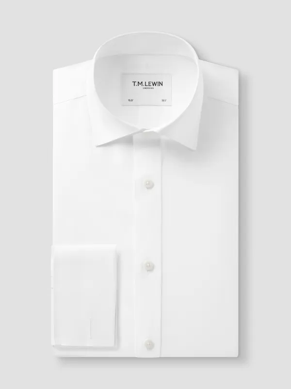Non-Iron White Twill Super Fitted Double Cuff Classic Collar Shirt sold by T.M.Lewin