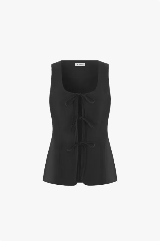 Lupin Linen Tie Waistcoat sold by Aligne