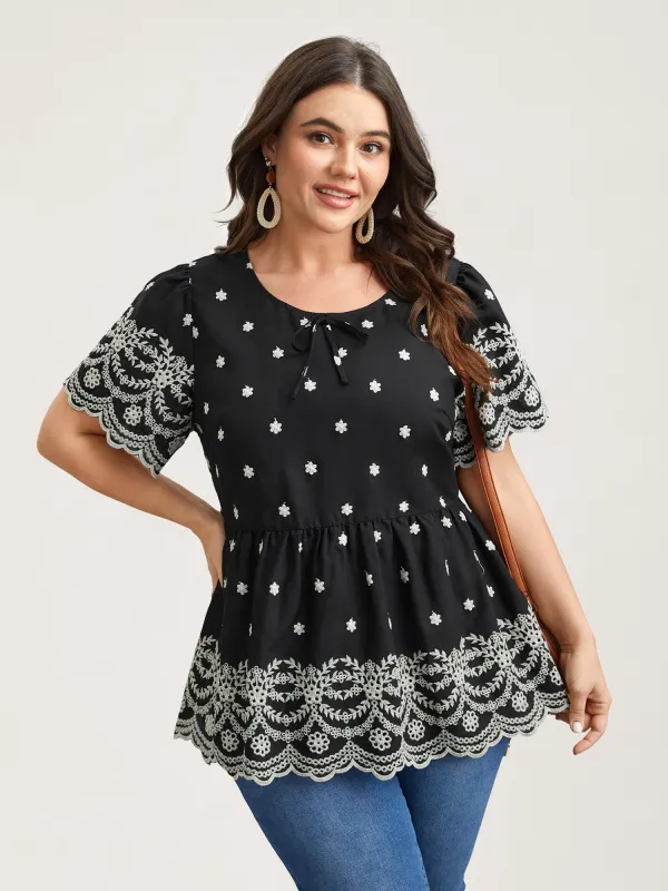 Cotton Embroidered Lined Neck-Tie Shirt sold by Bloomchic