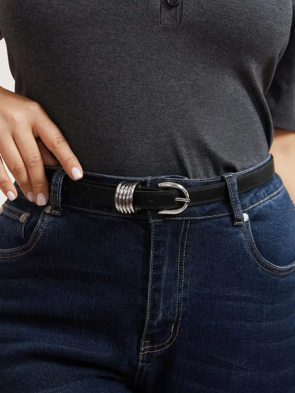 Silver Buckle Basic Belt sold by Bloomchic
