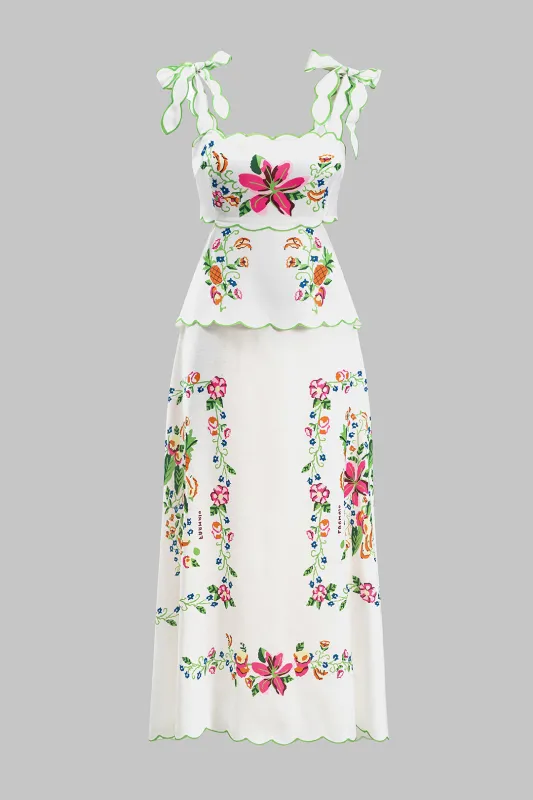Blomsterprint Tie op rygfri maxi -kjole sold by Micas