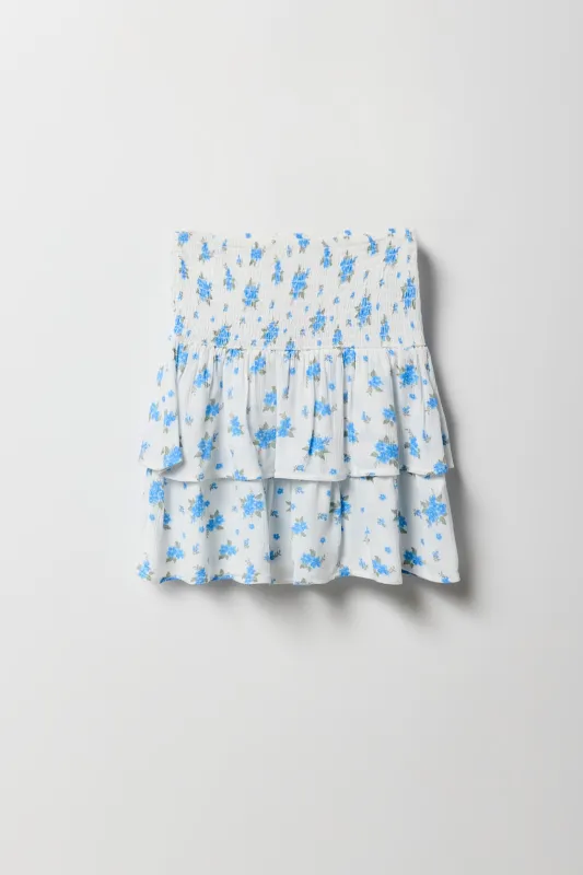 Jupe-short volantée smockée fleurie pour fille sold by Urban Planet