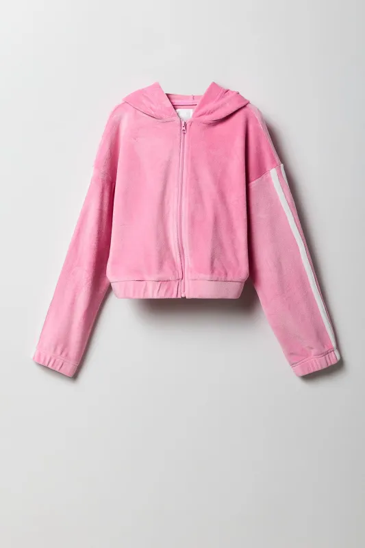 Girls Active Velour Zip-Up Hoodie sold by Urban Planet