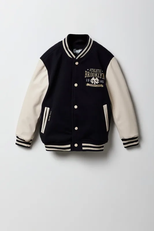 Blouson d'aviateur en molleton à broderie NYC pour garçons sold by Urban Planet