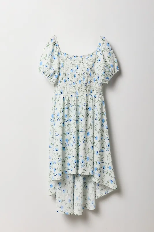 Robe asymétrique fleurie avec manches bouffantes pour fille sold by Urban Planet