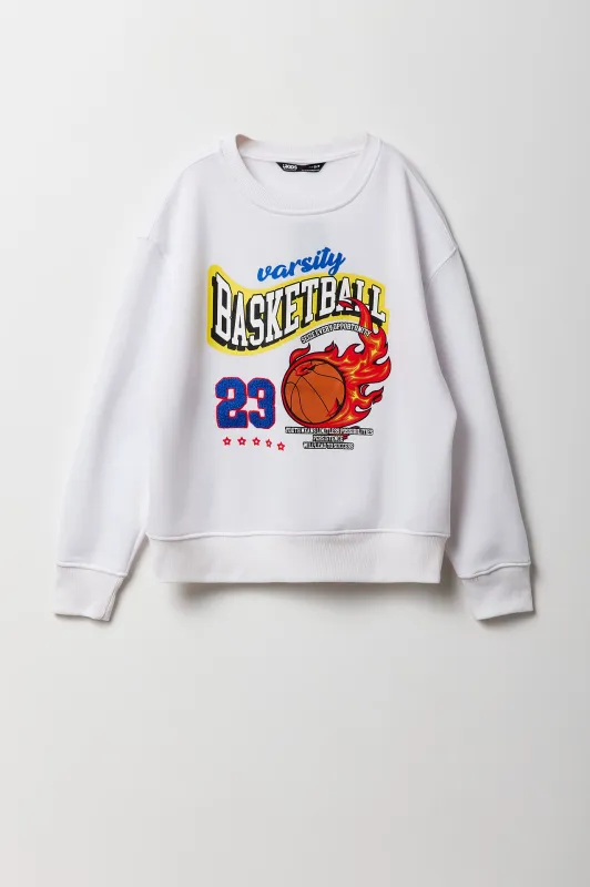 Chandail en molleton à broderie en chenille Varsity Basketball pour garçons sold by Urban Planet
