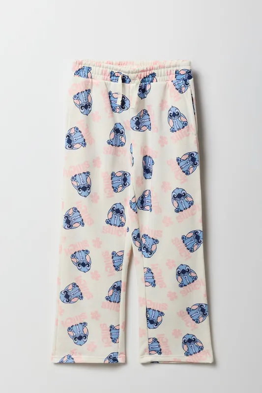 Pantalon d'entraînement en molleton à imprimé Stitch pour fille sold by Urban Planet