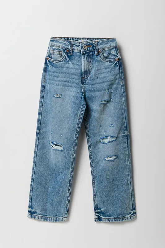 Jean à jambe droite d'aspect usé délavé à l'acide pour fille sold by Urban Planet