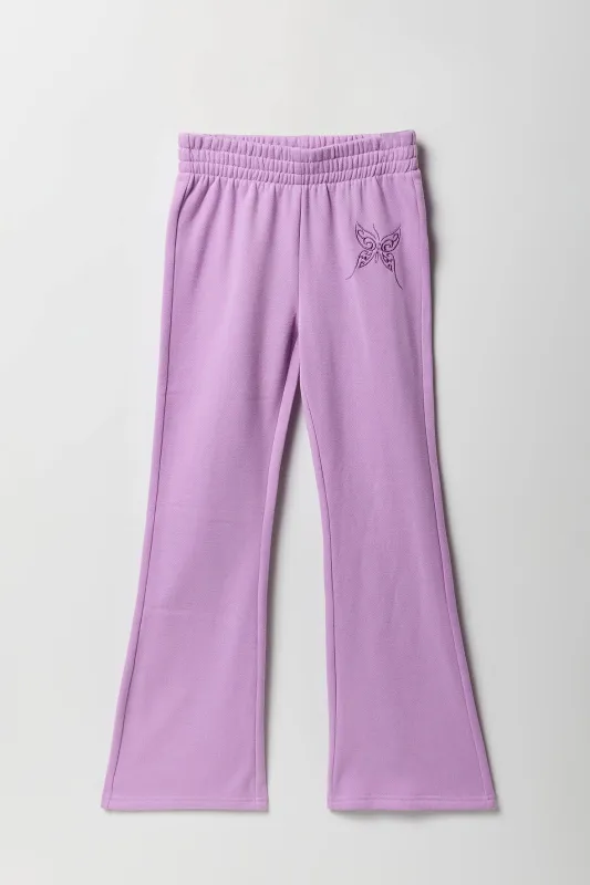 Pantalon d'entraînement à jambe large en molleton avec motid brodé pour fille sold by Urban Planet