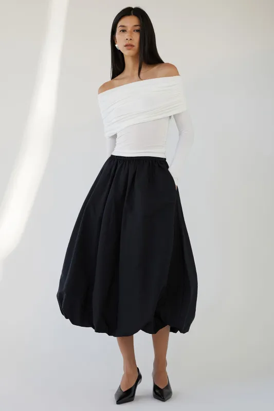 BUBBLE HEM MIDI SKIRT sold by OAK AND FORT