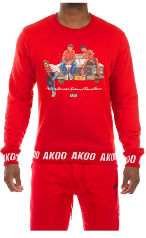 Akoo Men’s Red Logo Sweatsuit 2 Piece Set sold by Unleashed Streetwear