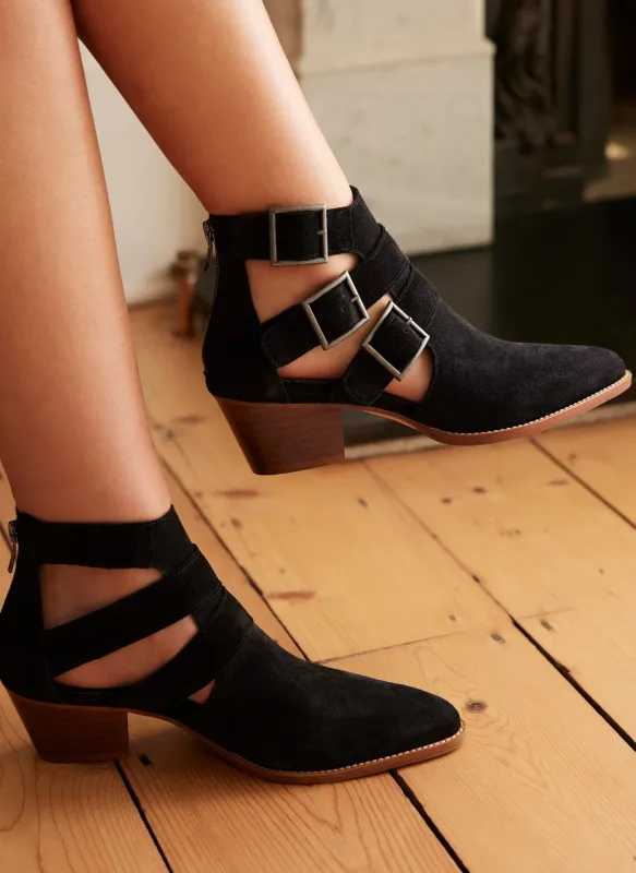 Elora Black Cut Out Ankle Boots sold by Mint Velvet