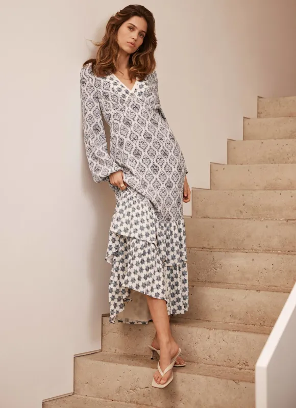 Blue Geometric Print Midi Dress sold by Mint Velvet