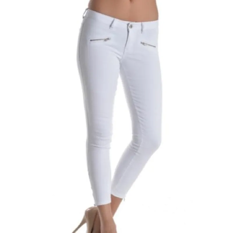 White Zipper Trim Stretch Skinny Jeans Pants sold by Unleashed Streetwear