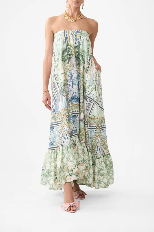 STRAPLESS MAXI WITH RUFFLE HEM JARDIM PARTY sold by Camilla