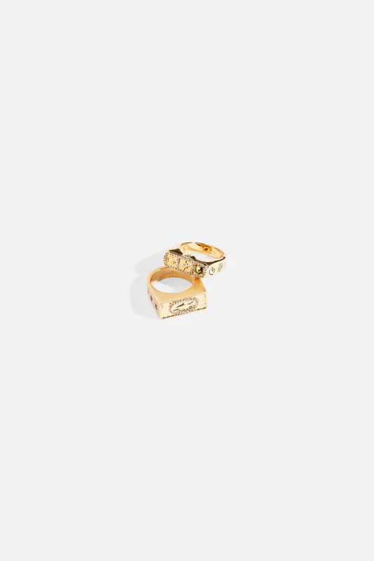 GYPSET GLITTERATI BAR RING SET GOLD sold by Camilla