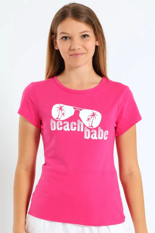 Girls Beach Tee - Pink sold by Edgars