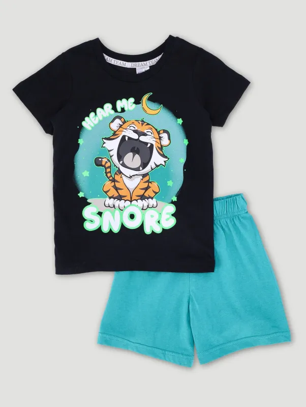 Pre-Boys Glow In The Dark Tiger Sleep Set - Green sold by Edgars