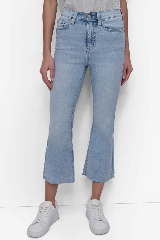 HIGH-RISE RAW EDGE FLARE JEAN sold by DKNY