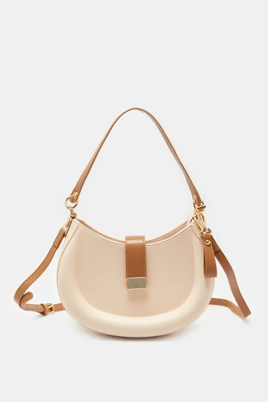 Women Beige Embellished Messenger Bag sold by Redtag