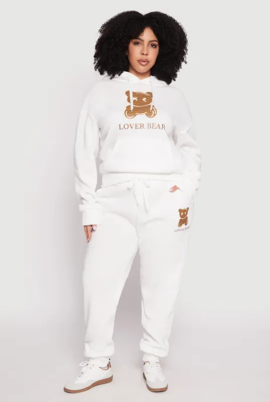 Plus Size Fleece Lover Bear Graphic Joggers sold by Rainbow